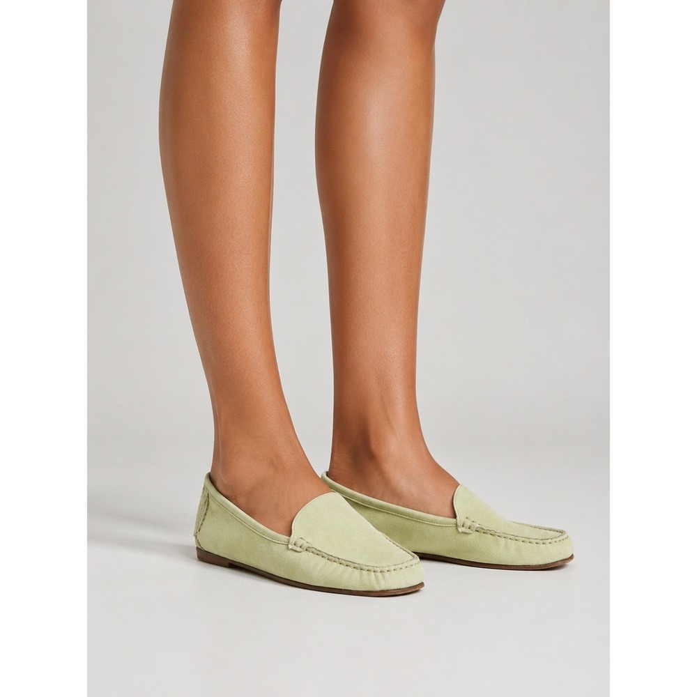 Coach Evalyn Pale Green Genuine Leather Suede Loafers Driving Moccasins 9.5